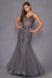Juliet JT2883C Embellished Fitted Corset Mermaid Gown