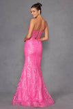 Juliet JT2886C Strapless Sweetheart Corset Sequin Fitted Gown
