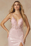Juliet 289 Long Machine Sequin Gown with Corset Bodice Prom Gown