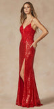 Juliet 289 Long Machine Sequin Gown with Corset Bodice Prom Gown