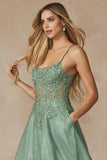 Juliet 295 Floor Length Leaf Lace Gown Corset Bodice Prom Gown