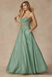 Juliet 295 Floor Length Leaf Lace Gown Corset Bodice Prom Gown
