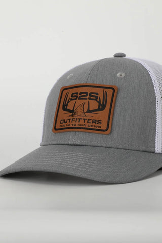 Leather Patch Trucker Hat Gray - S2S Outfitters
