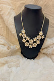 Golden Garden Pearl Blossom Statement Necklace Set
