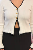 Vintage Classic Button Ribbed Knit Top