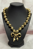 Bold Metallic Bow Statement Necklace – Gold & Silver