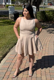 Champagne Glow Fit & Flare Mini Dress