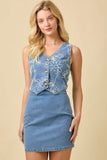 The Rope Embroidered Vest Denim Dress