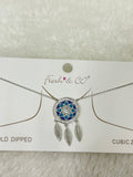 White Gold Dipped Dreamcatcher Pendant Necklace