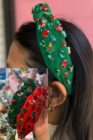 Xmas Top Knot Jeweled Headband