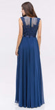 CLEARANCE - Eureka 3611 Lace Illusion Bodice Bateau Neck A-line Long Dress (Size L)