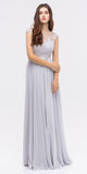 CLEARANCE - Eureka 3611 Lace Illusion Bodice Bateau Neck A-line Long Dress (Size L)