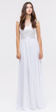 CLEARANCE - Eureka 3611 Lace Illusion Bodice Bateau Neck A-line Long Dress (Size L)