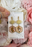 Sparkling Sun Flower & Brass Earrings