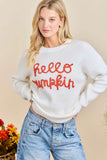 🧡 Hello Pumpkin Embroidered Knit Sweater