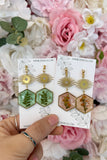 Sparkling Sun Flower & Brass Earrings