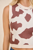Texas Boot Scootin’ Cowprint Babe Knit Vest Top