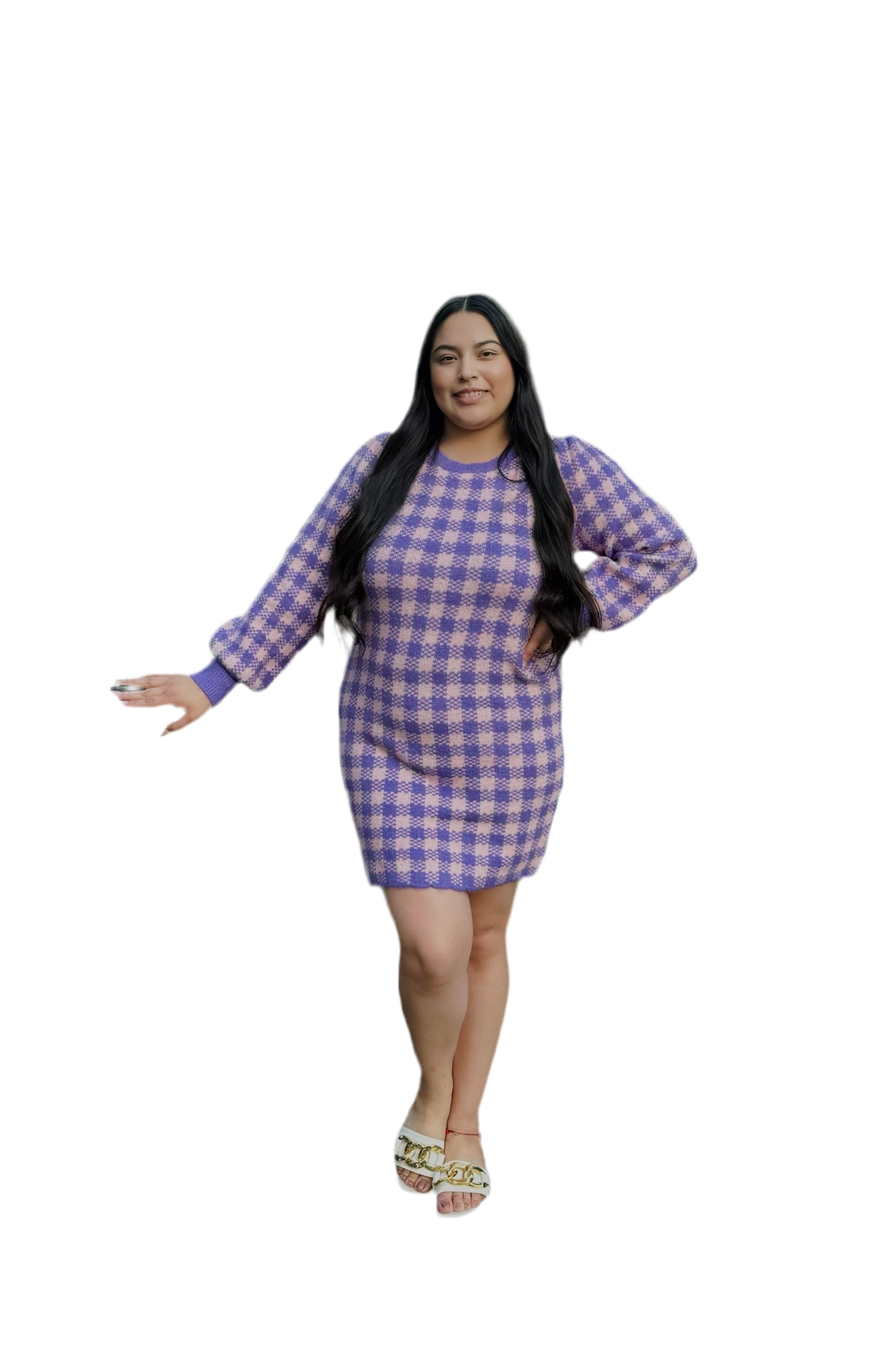 Holiday Plaid Sweater Dress S