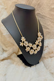 Golden Garden Pearl Blossom Statement Necklace Set