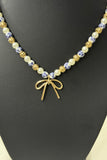 Coquette Blue Belle Ceramic Bow Charm Necklace