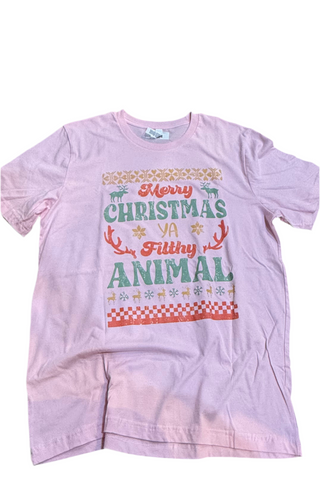 KJ Kreations Merry Christmas Ya Filthy Animal Tee (Size L)