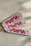 Mama Sequence And Beaded Wristlet Keychain