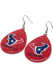 Texans Glitter Teardrop Football Earrings
