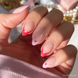 Glamnetic - Pure Hearted Press-On Nails | Short Almond | Pink Red Hearts
