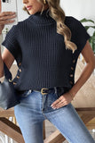 The Everly Button-Side Turtleneck Knit Vest (One-Size)