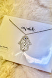Elegant Hamsa Hand Pendant Necklace – 14K Gold Dipped or Rhodium Plated