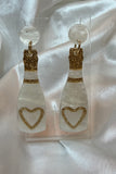 Champagne Bottle Pop Love Statement Drop Earrings