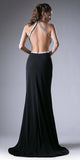 Cinderella Divine 5012 Halter Beaded Cut Out Bodice Long Dress Open Back