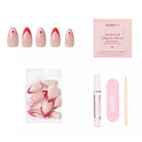 Glamnetic - Pure Hearted Press-On Nails | Short Almond | Pink Red Hearts