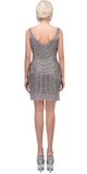 CLEARANCE - Fully Beaded Sexy Champagne Cocktail Dress Embellished (Size Medium)