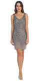 CLEARANCE - Fully Beaded Sexy Champagne Cocktail Dress Embellished (Size Medium)