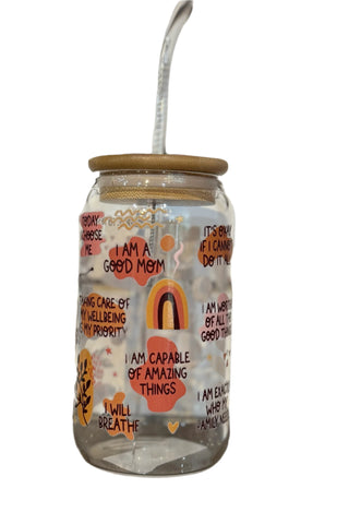 KJ Kreations Daily Affirmations Can Glass Cup