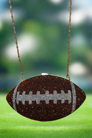 Spark & Score Rhinestone Football Crossbody Bag