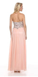 CLEARANCE - Juliet 548 Beaded Bodice Long Strapless Thigh Slit Formal Gown