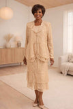 CLEARANCE - Hosanna 5616 Modest 3-Piece Set Ankle Length Lace Pink Dress (Size XL)