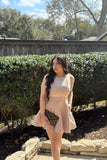Champagne Glow Fit & Flare Mini Dress