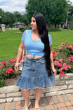 Denim Darling Curvy Ruffle Skirt