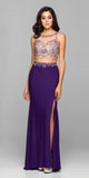 Juliet 595 Sexy Front Slit 2-Piece Dress Beads Illusion Neck