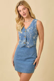 The Rope Embroidered Vest Denim Dress