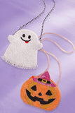 Beaded Pumpkin Halloween Crossbody Bag