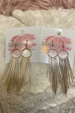 Tassel Bar Wire Hoop Drop Earrings