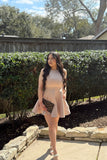 Champagne Glow Fit & Flare Mini Dress