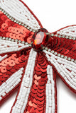 Red Zone Sequin Beaded Bow