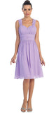 CLEARANCE - Lilac Short Wedding-Guest Dress Ruched-Bodice (Size Medium)