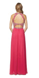 Juliet 609 A Line Chiffon Floor Length Gown Cut Out Back