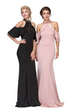 CLEARANCE - Eureka 6110 Cold Shoulder High Neckline Mermaid Gown (Size XS)